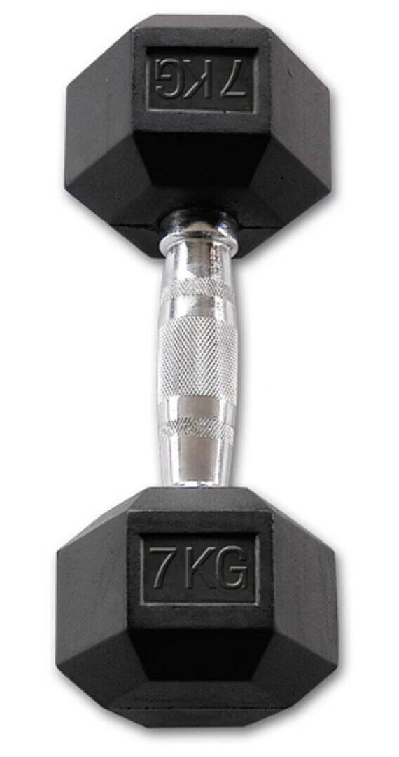 7KG Rubber Hex Dumbbell Fitness Home Gym Exercise Equipment Weight Set Pair