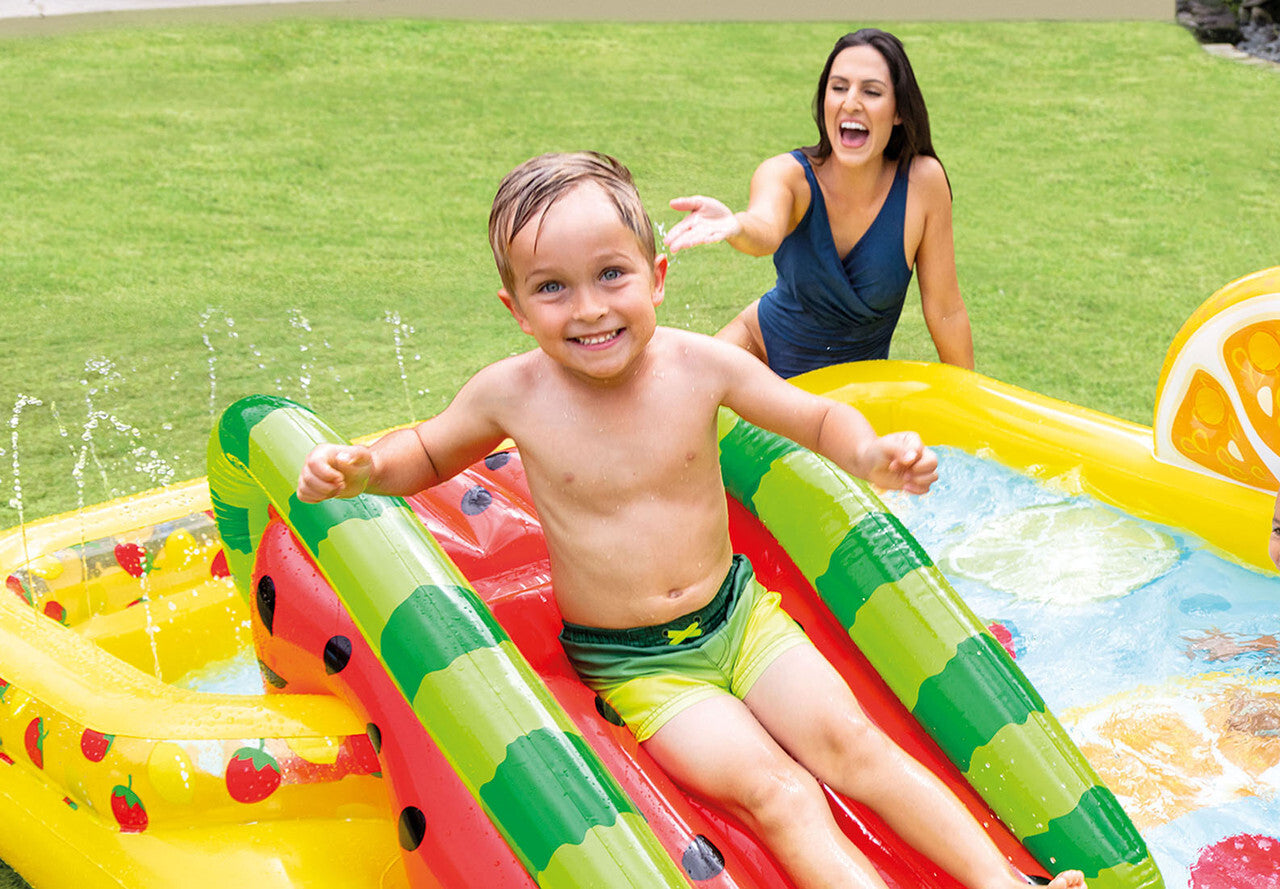 Intex Kids Inflatable Swimming Pool Play Centre Fruit N Fun Water Fun and Slide