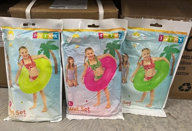 Intex Inflatable Swim Ring Tube Neon Frost Round Kids Assorted Colour 91cm