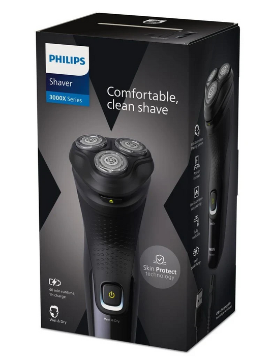 Philips Series 3000X Wet & Dry Electric Shaver Beard Trimmer Rechargeable Black
