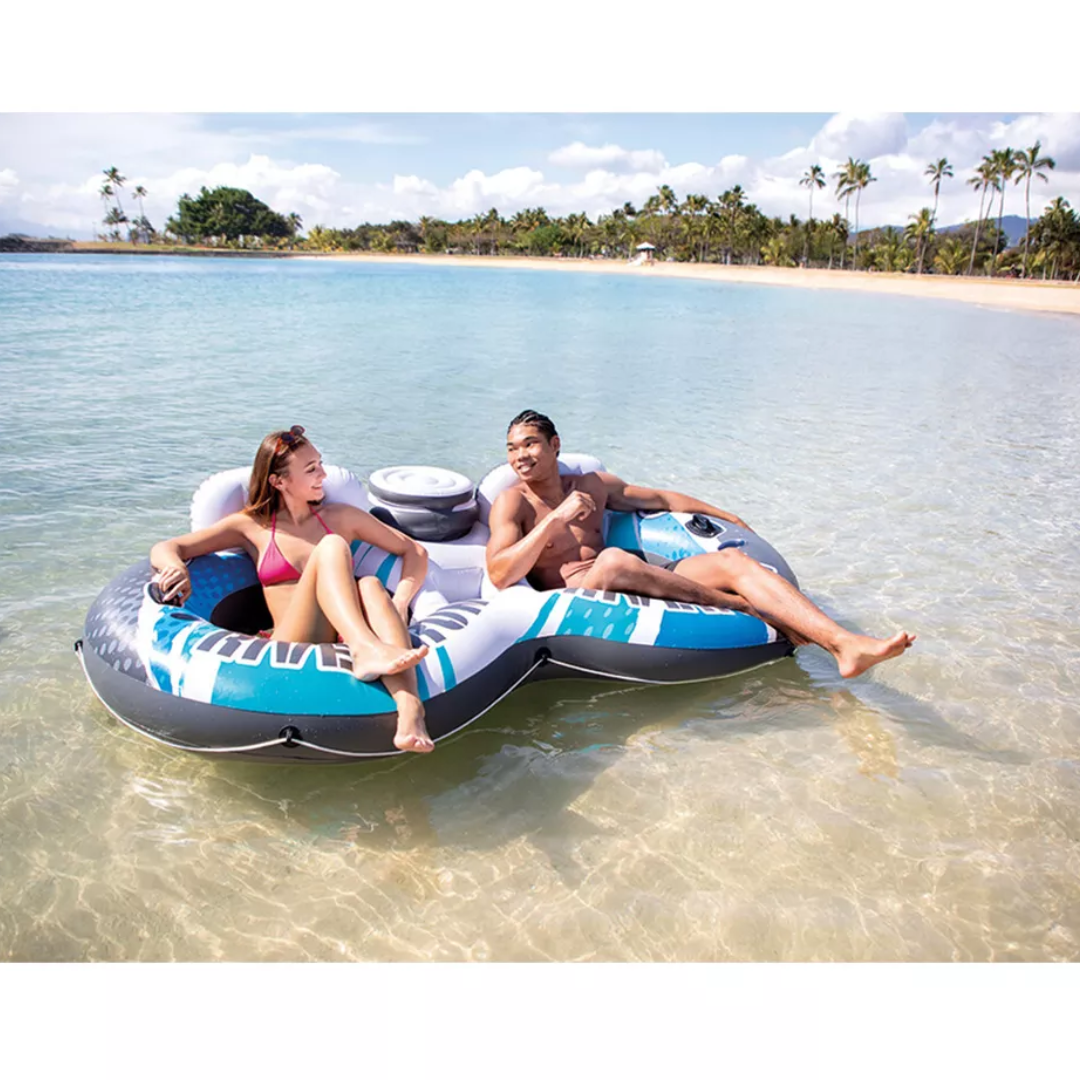 Intex Inflatable Skye River Run II Swimming Pool Lounge 2 Person Floating Cooler