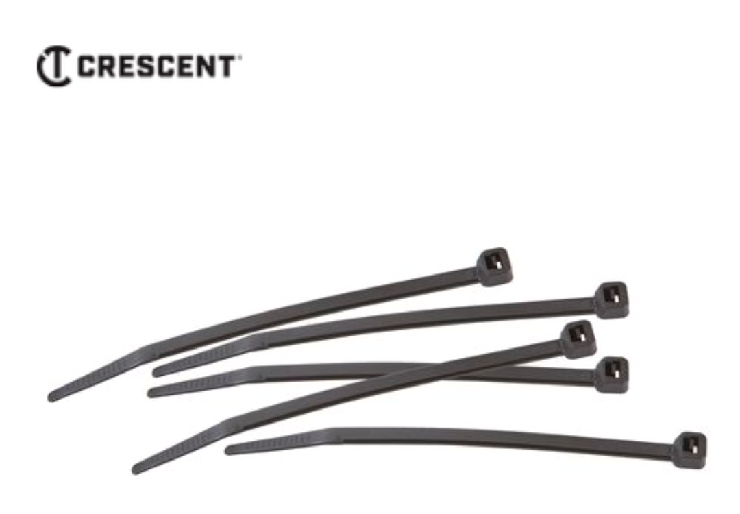 Crescent Cable Ties 200 x 4.6mm Black Nylon Wire Cables Organiser Bulk 500 Pack