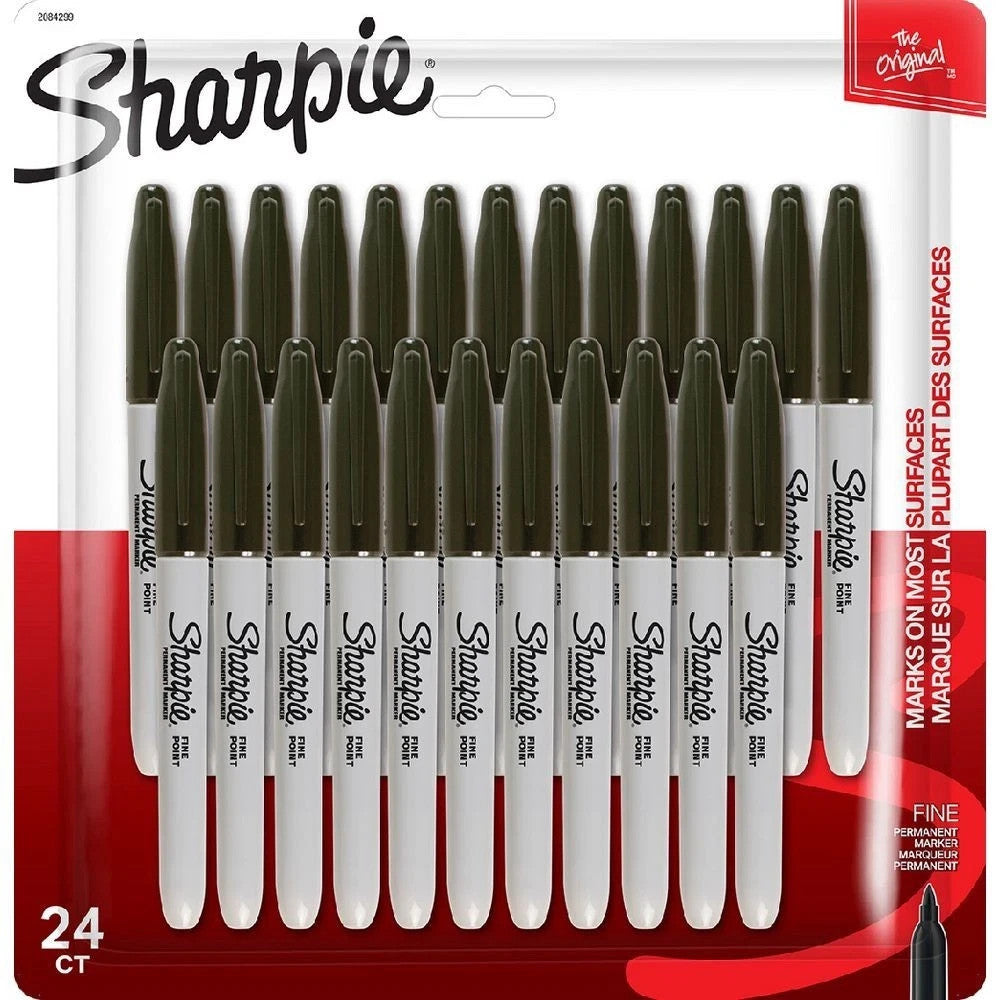 24 Sharpie Markers Fine Point Permanent Marker Black Sharpies Pen Writing