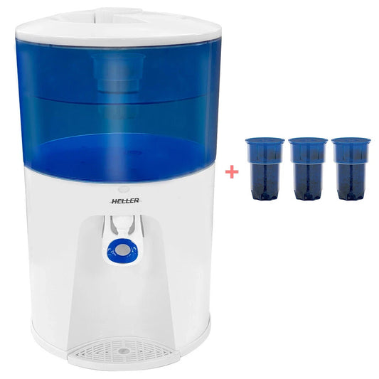 Heller 8.5L Bench Top Water Filter Carbon Cold Cooler + 3 Filter Replacements