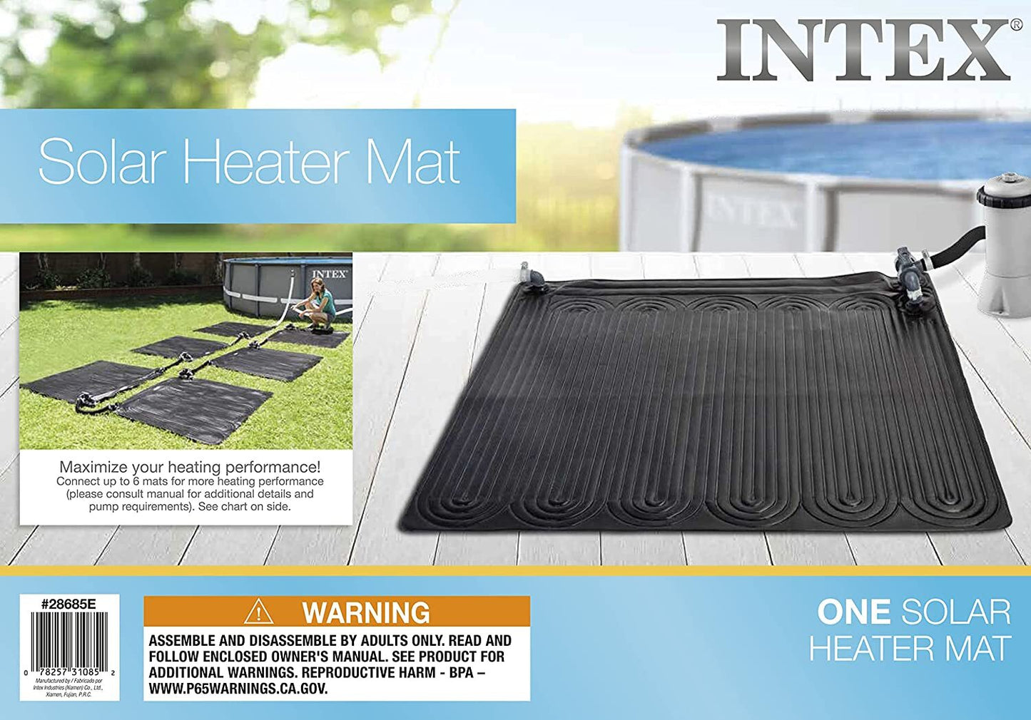 Intex Solar Heater Mat Above Ground Swimming Pool Filter Pump Warmer Pad 120cm