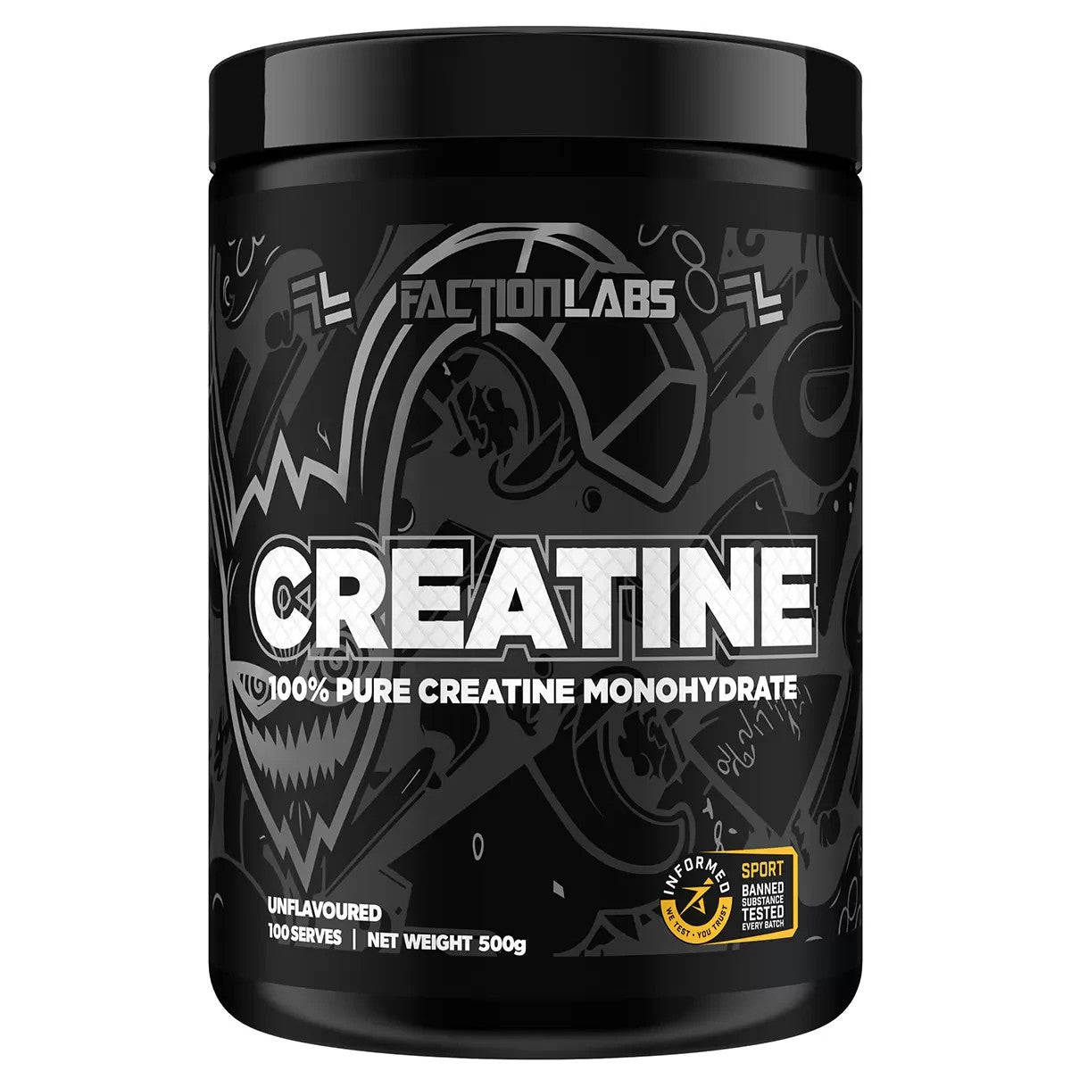 Faction Labs 100% Pure Creatine Monohydrate 500g Pre Workout Powder Drink