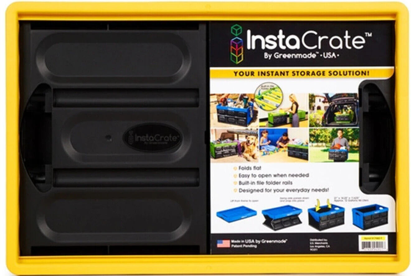 Instacrate Collapsible Crate Storage Foldable Container Solution 46L Yellow