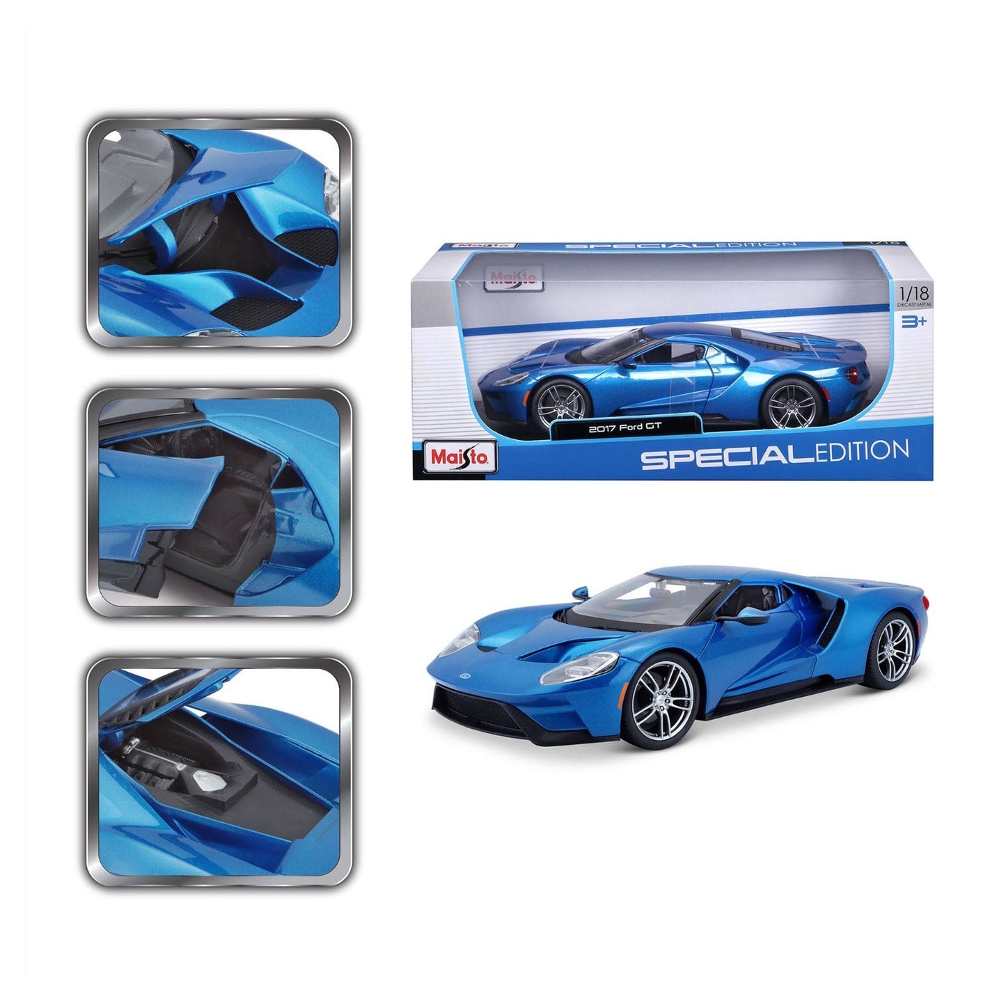 Maisto 1:18 Diecast Cars 2017 Ford GT Die Cast Vehicle Model Car Toy Display