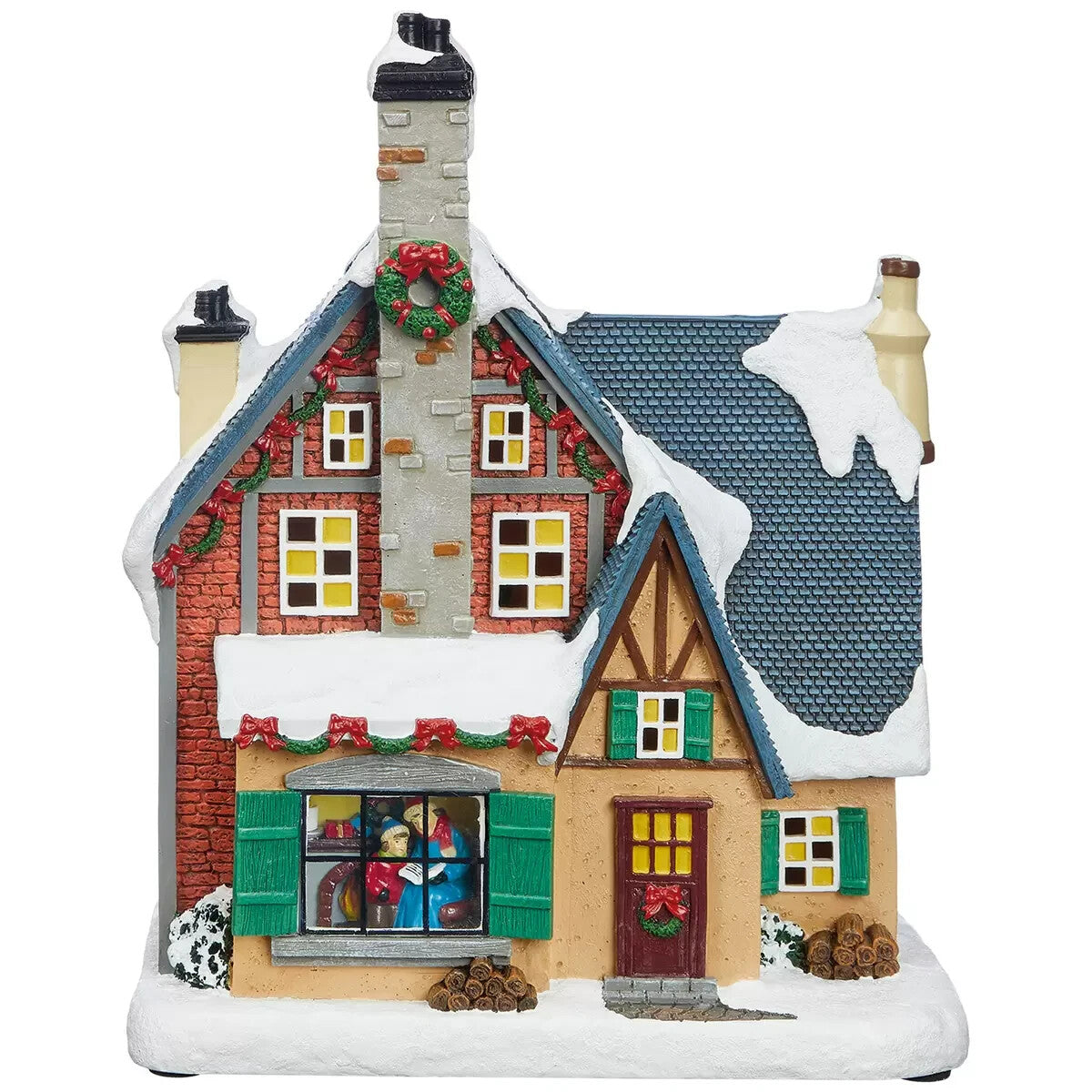 Christmas Village Figurines House with Lights and Music Decoration 30 Pieces