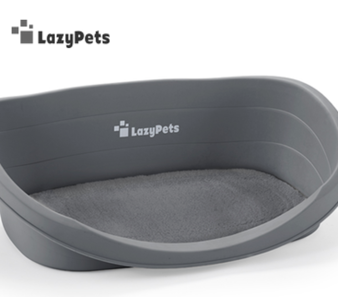 LazyPets Plastic Pet Bed w/ Comfy Padded Cushion Lightweight 80 x 54.5 x 24.5cm