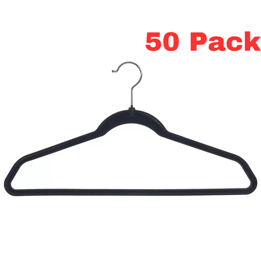 50 Coat Hangers Black Velvet Bulk Cloth Hanger Non Slip Ultra Thin