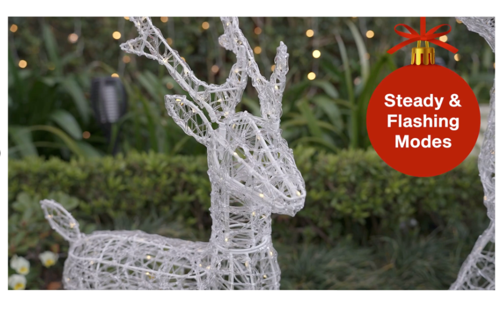 Lytworx Standing Reindeer Statue Christmas Festive Solar Warm White 85cm