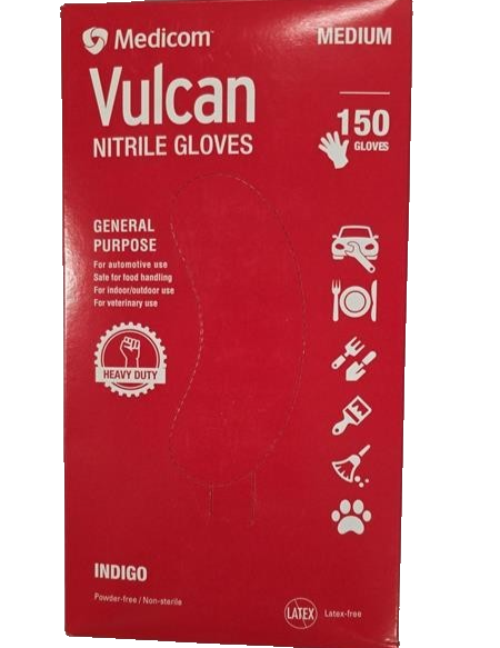 2x Medicom Vulcan Nitrile Gloves Disposable General-Purpose Medium 150 Count