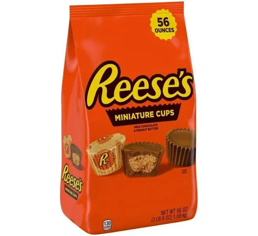 Reese's Miniature Peanut Butter Cups Milk Chocolate 1.58 kg Bulk Pack Bag Reese
