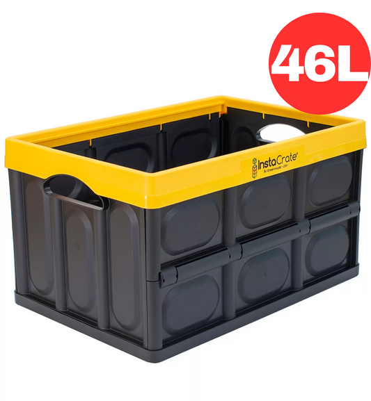 Instacrate Collapsible Crate Storage Foldable Container Solution 46L Yellow