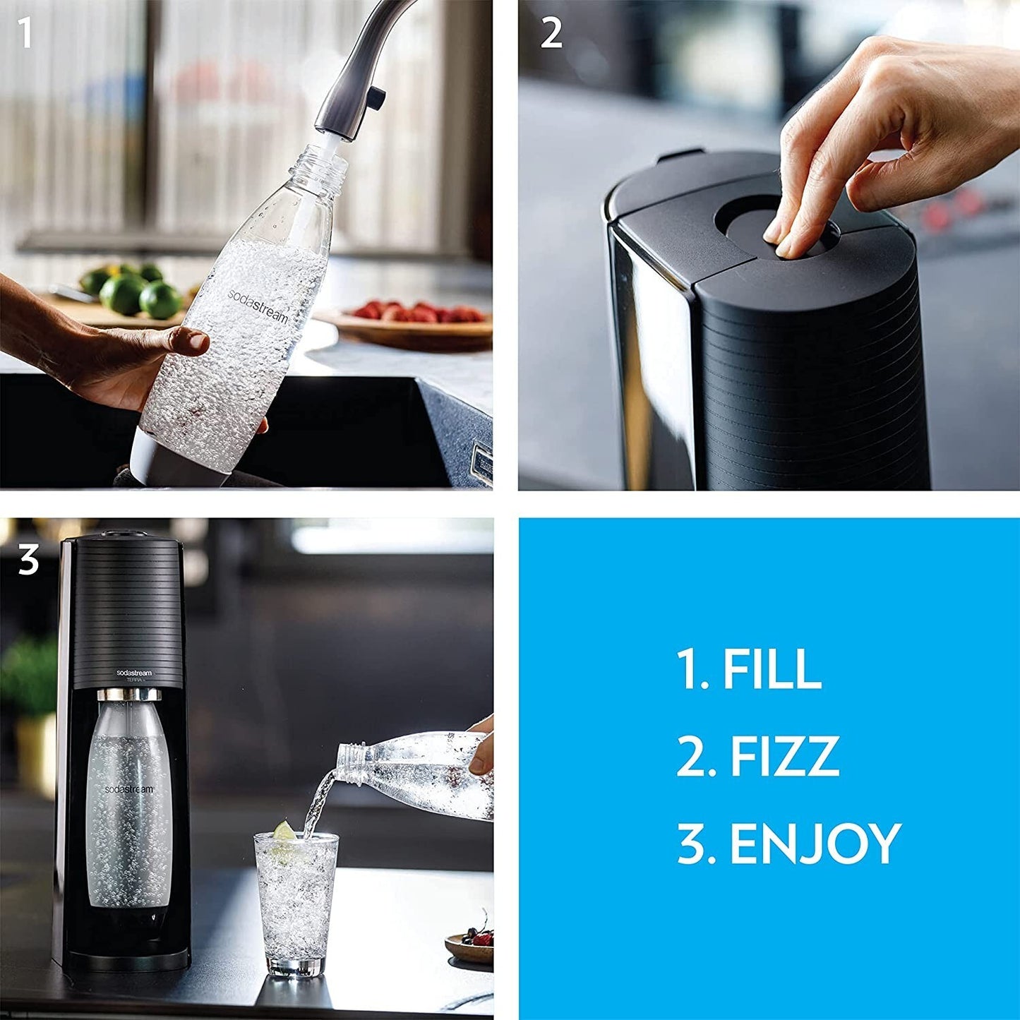 SodaStream Soda Maker Terra Megapack Sparkling Water + 2 x 1L Bottle