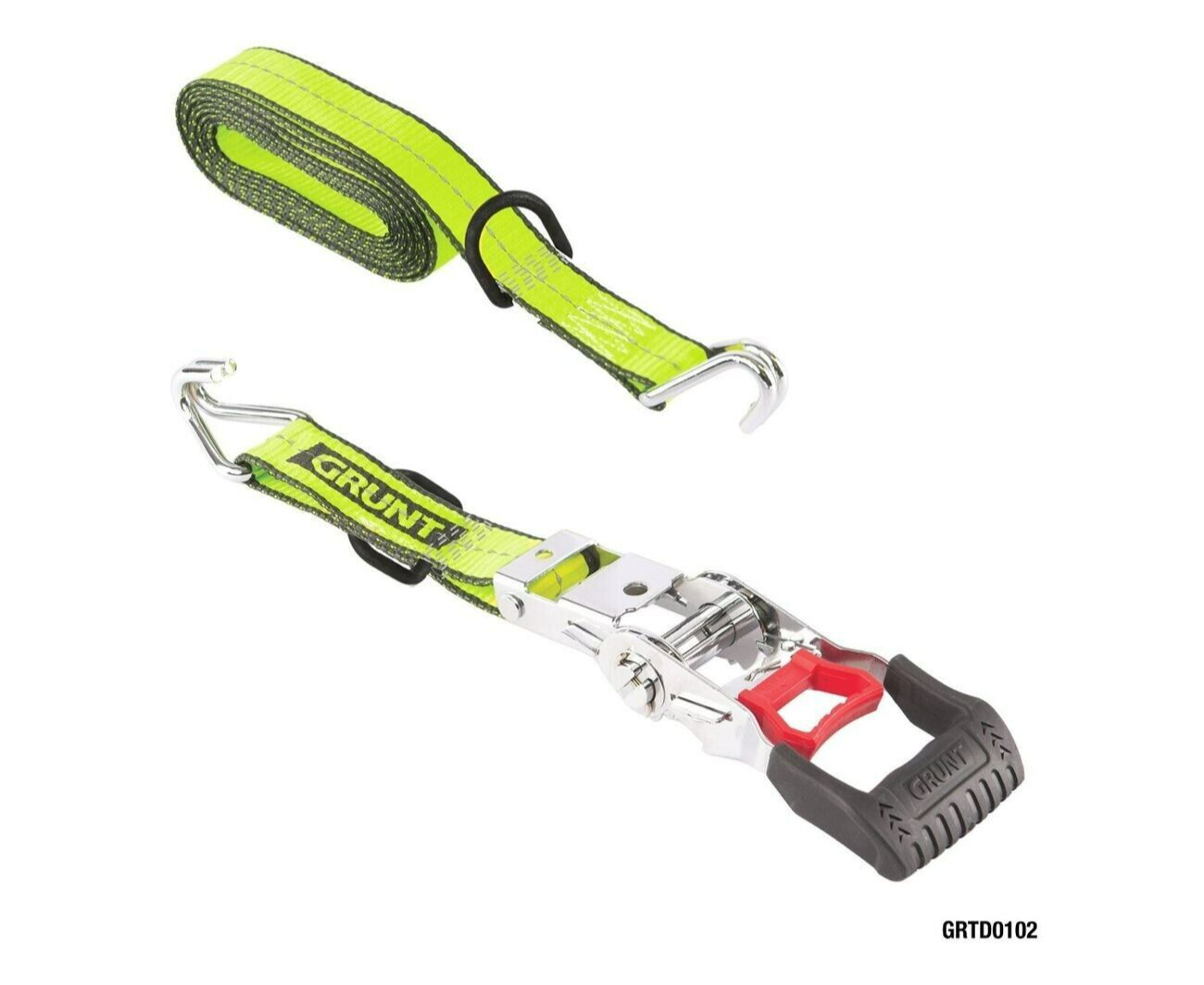 2x Grunt Pro Ratchet Tie Down Straps 38mm x 4m RetractableTralier Truck Strap