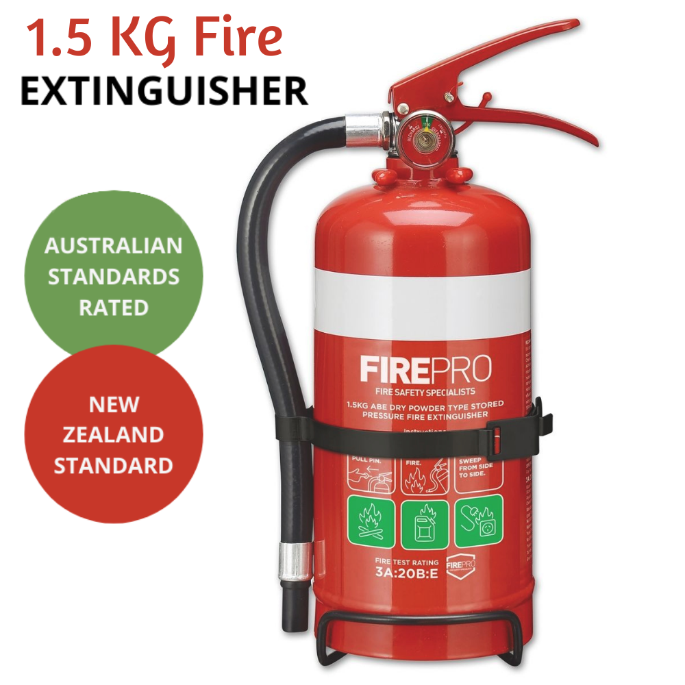 FirePro Fire Extinguisher 1.5kg Dry Powder Emergency Home Boat Caravan Garage