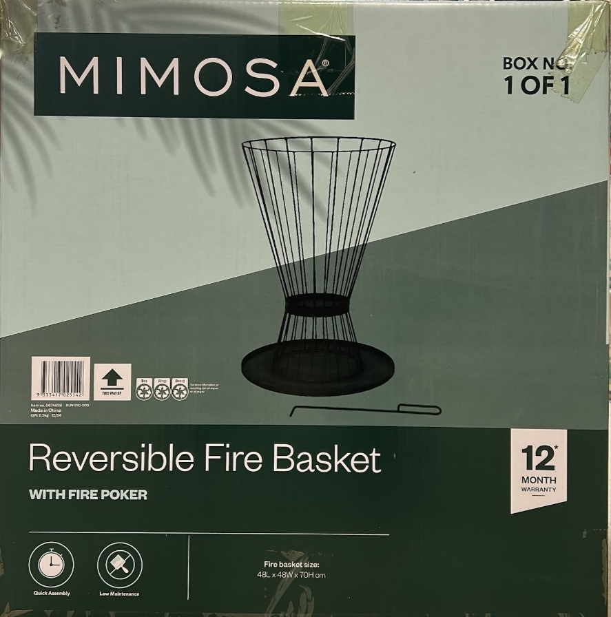 Mimosa Fire Pit Outdoor Basket Reversible Patio Heating Camping Flame Black