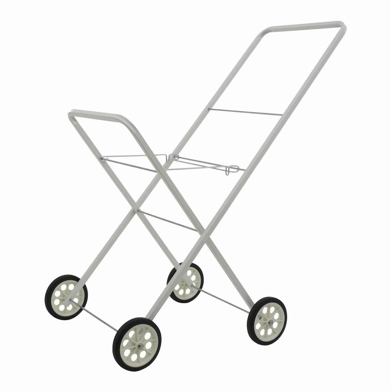 Sunfresh Folding Laundry Trolley Cart Clothing Collapsible White Steel
