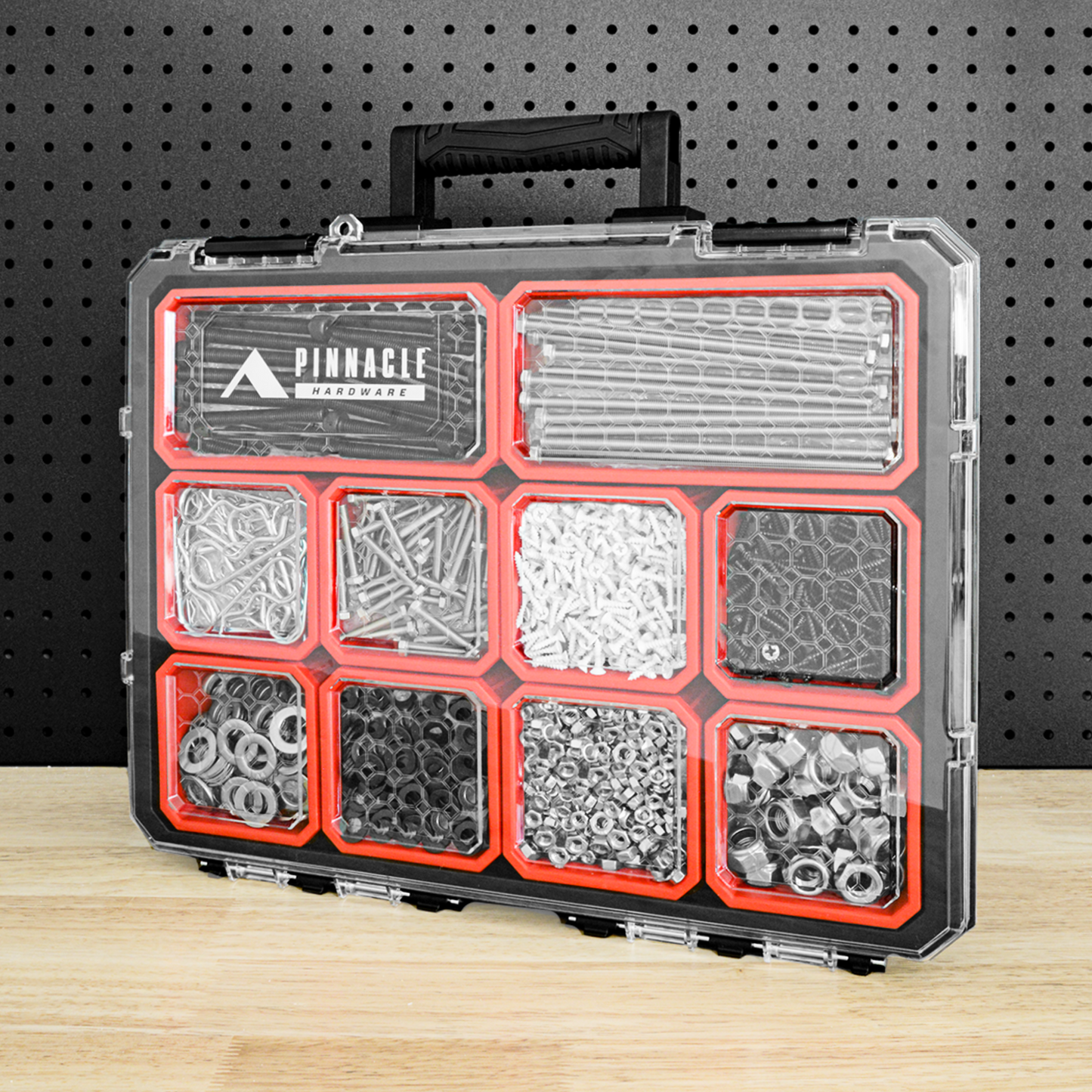 Pinnacle 20 Compartment Tool Organiser Heavy Duty Storage Box Case Carry Handle