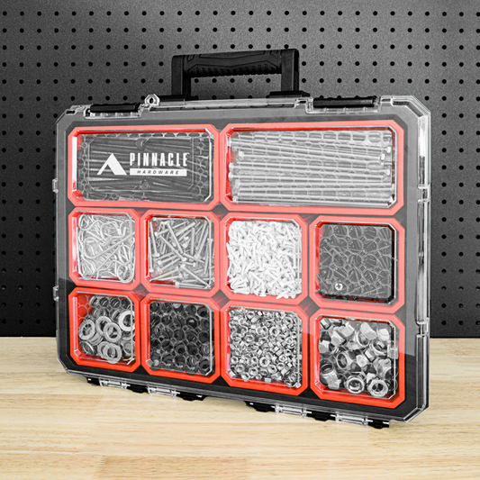 Pinnacle 20 Compartment Tool Organiser Heavy Duty Storage Box Case Carry Handle