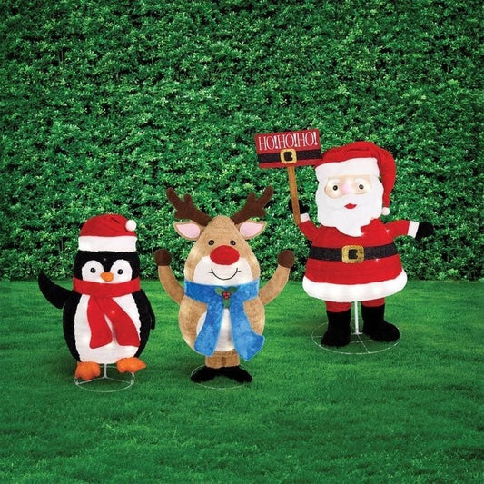 Lytworx Santa And Pals Statues Warm White Solar Powered 180 LED Xmas Decor