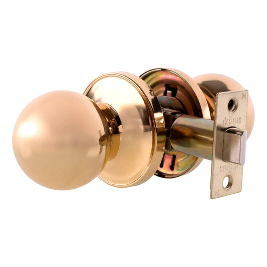 Ikonic Ruby Knob Lock Handle Set  Passage Door for Kitchen Polished Brass Finish