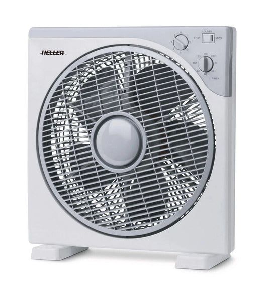 Heller 30cm Box Fan Portable Floor Desk Air Circulator Timer Cooler 3 Speed