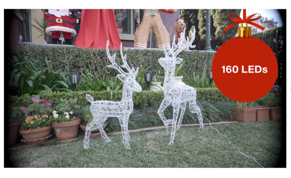Lytworx Kicking Reindeer Statue Cool And Warm White Solar 110cm x 70cm 160 LED