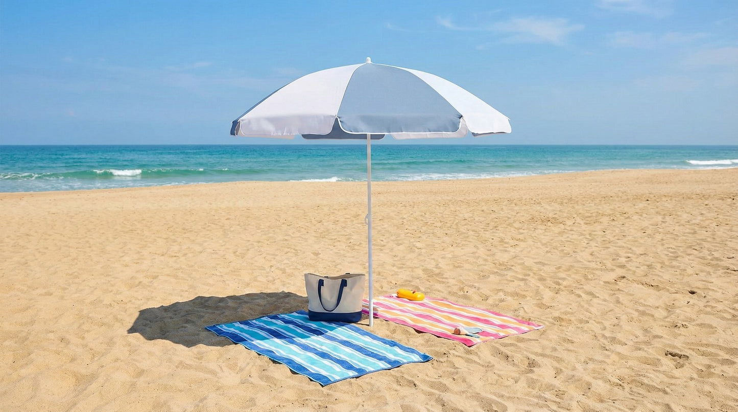 Marquee Beach Umbrella Portable 1.8M Canopy Sunshade Sun Protection Blue White