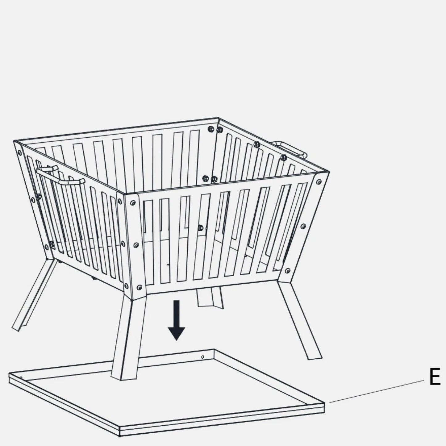 Jumbuck Fire Pit Outdoor Bucket Square Steel Portable Firepit Patio Ash Catcher