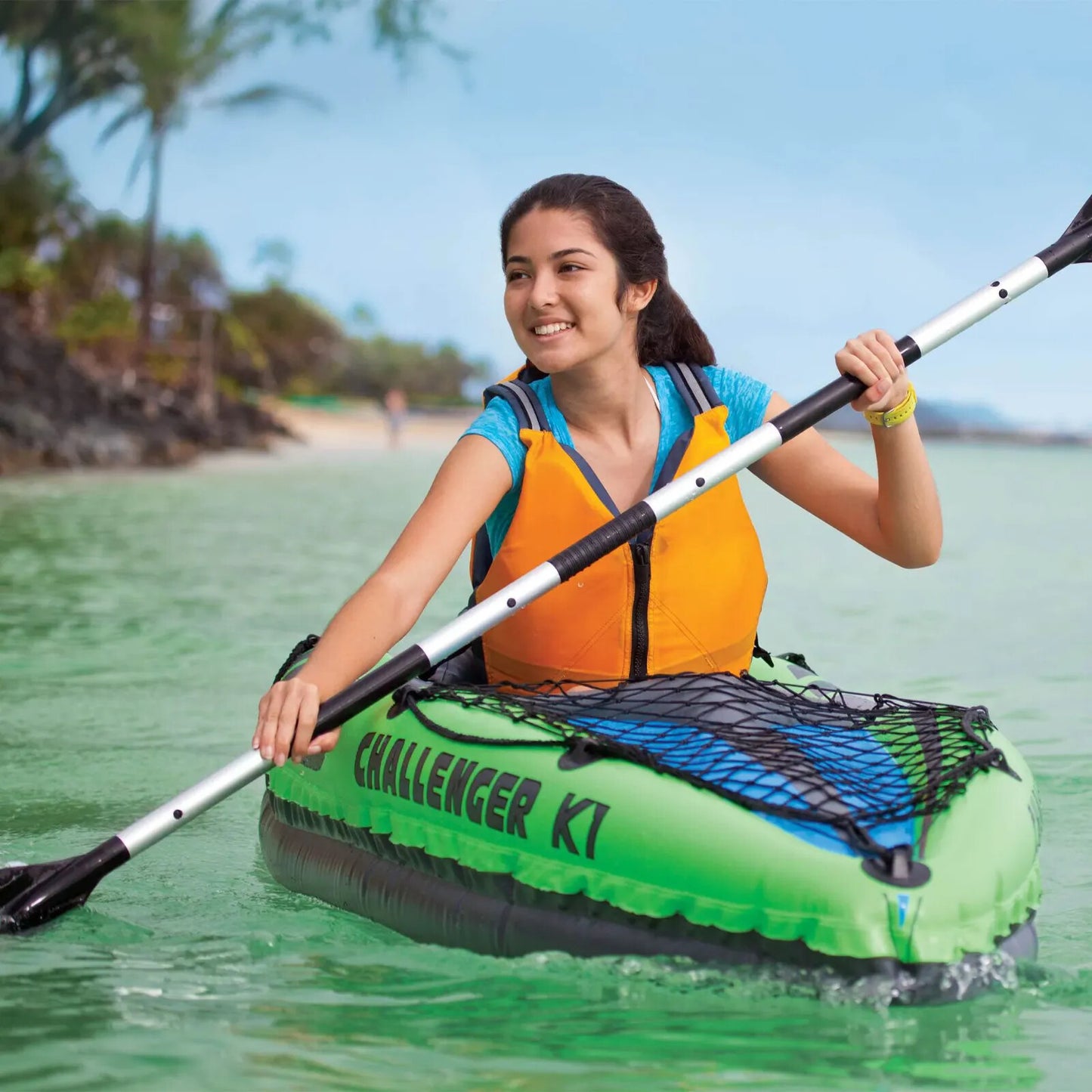 Intex Challenger Sports K1 Kayak Inflatable 1 Person Raft Paddle Boat Fishing