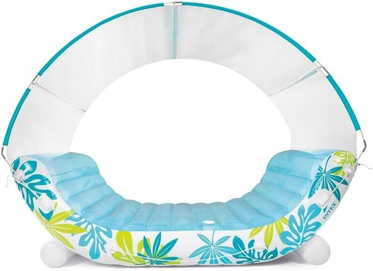Intex Inflatable Tropical Canopy Lounge Float Two Person Swimming Pool Bed