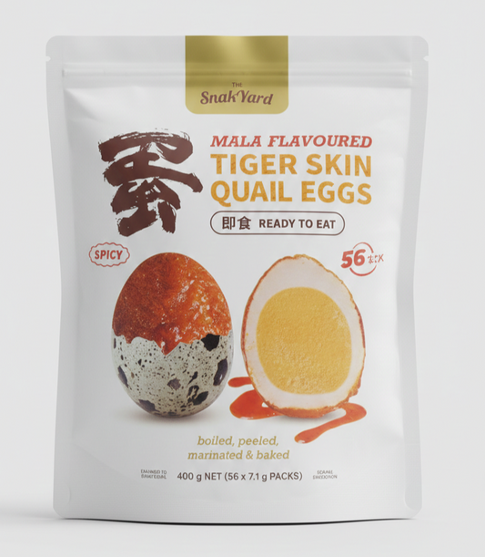 Snak Yard Mala Flavoured Tiger Skin Quail Eggs Spicy Ready to Eat Snack 56 Pack