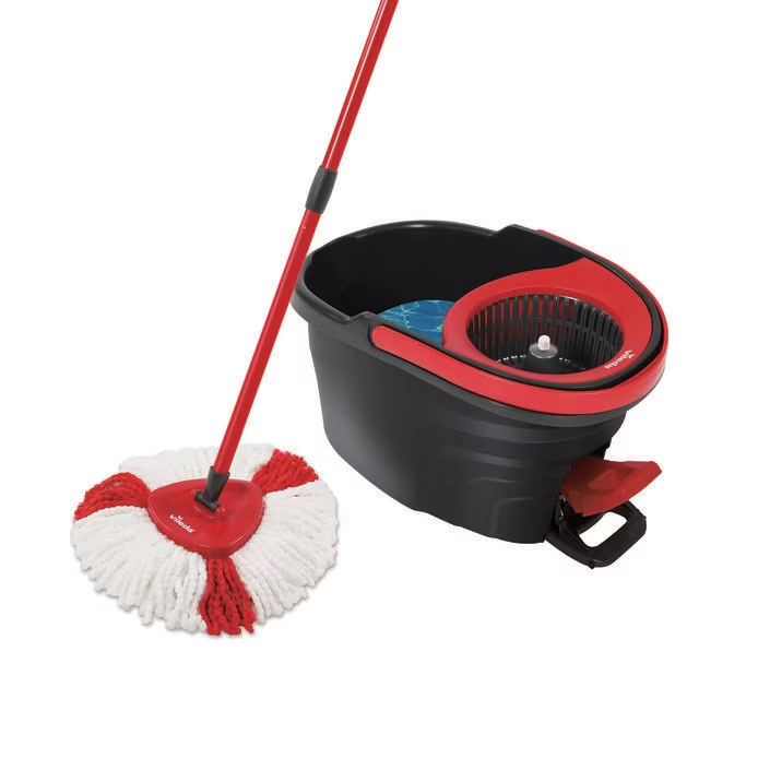 Vileda Turbo Spin Mop 2 Microfibre Refills Spin Wring Bucket Set Floor Cleaning
