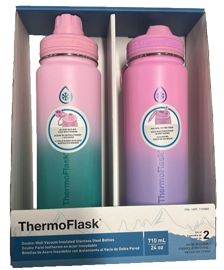 2x ThermoFlask Ombre Double Wall Vacuum Insulated Stainless Steel Bottle 710ml