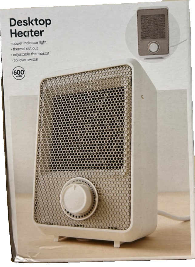 Desktop Mini Electric Heater Portable Small Room Warmer Office Table 600W White
