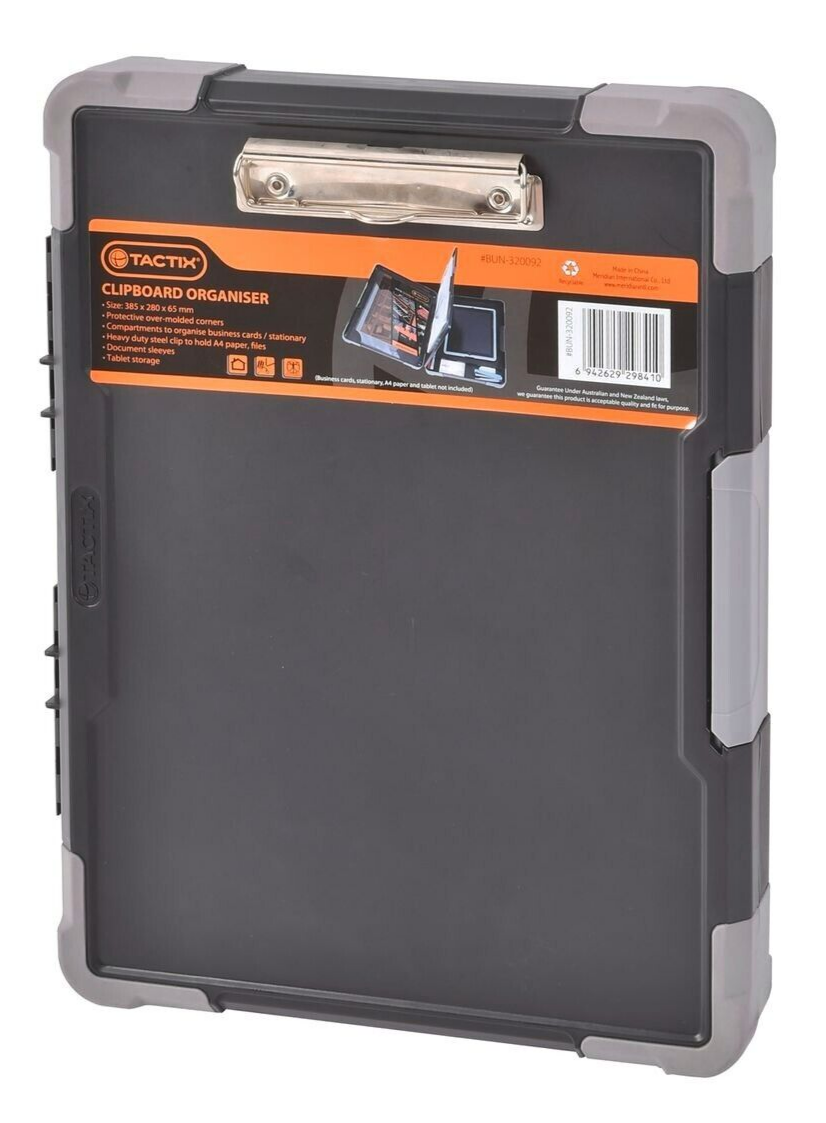 Tactix Clipboard Organiser Documents Stationary Holder Protective Case Office