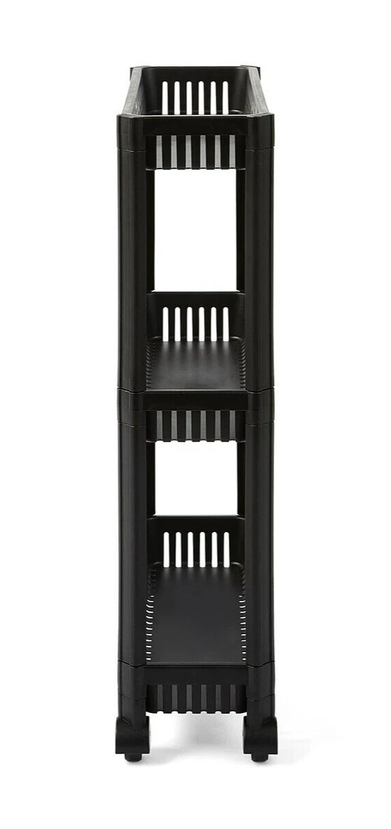 3 Tier Trolley on Wheels Kitchen Storage Cart Slim Bathroom Laundry Storage Rack