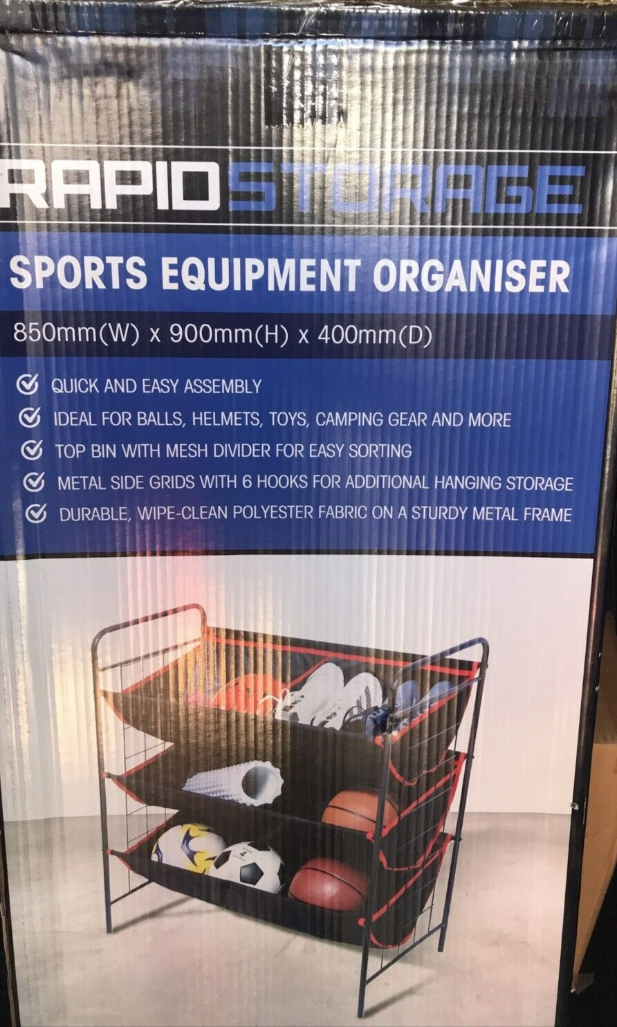 Rapidstorage Sports Equipment Organiser Ball Storage Rack Toys Display Holder