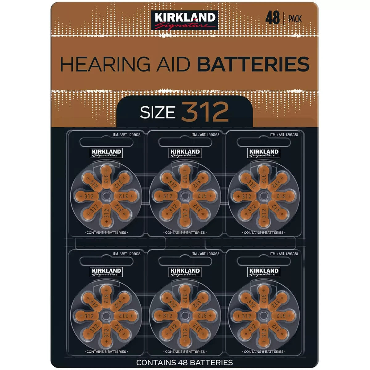 2x Kirkland Signature Hearing Aid Batteries Size 312 1.4V Battery Pack 96 Bulk