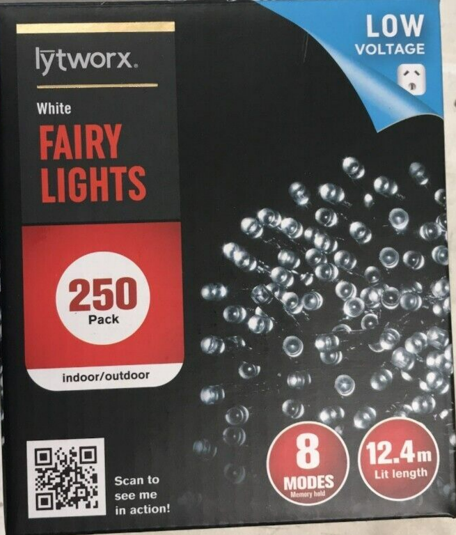 Lytworx 250 White LED Fairy Lights Christmas String Light Decoration 12.4m