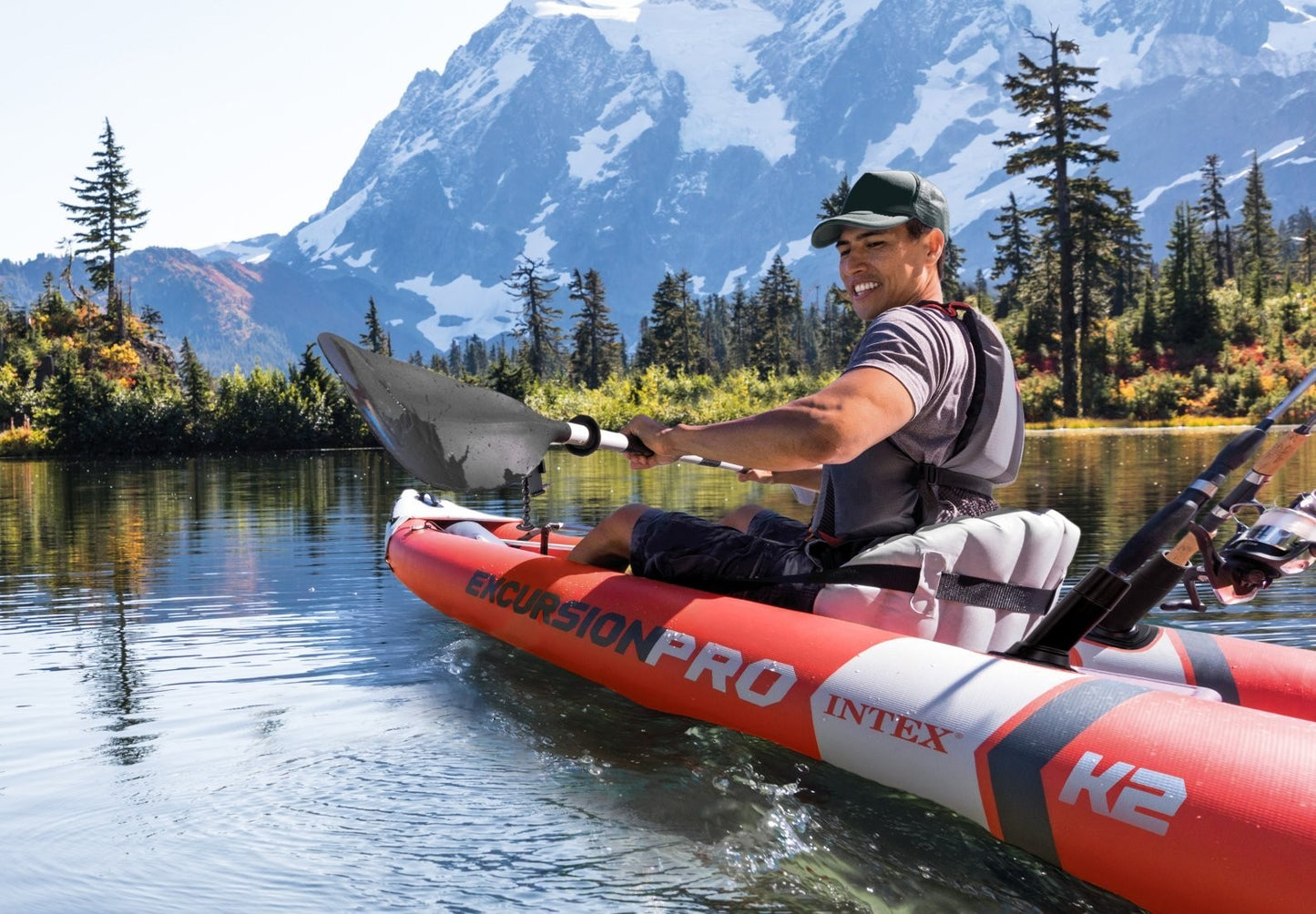 Intex Excursion Pro K2 Inflatable Kayak Canoe River Lake Boat Water Sport Oars