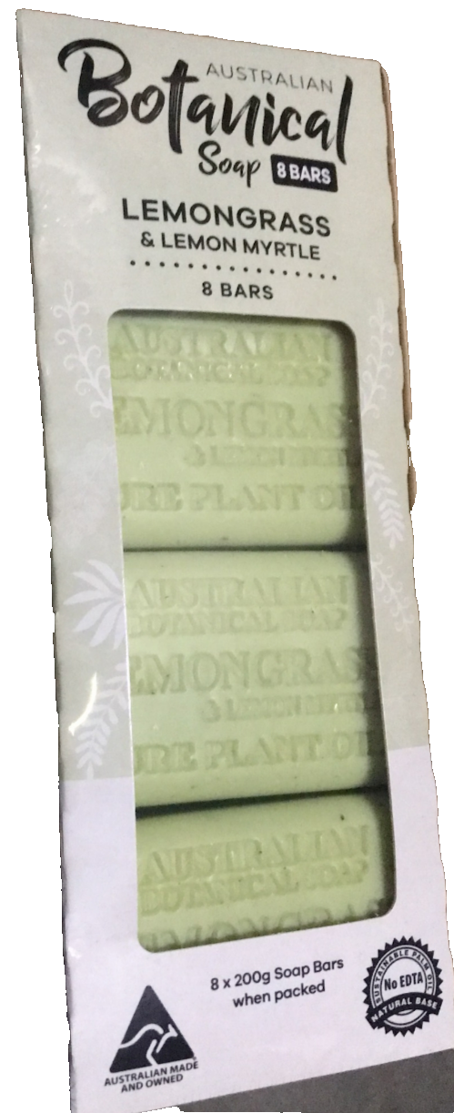 8x Australian Botanical Soap Lemongrass & Lemon Myrtle Body Gentle Wash Bar 200g