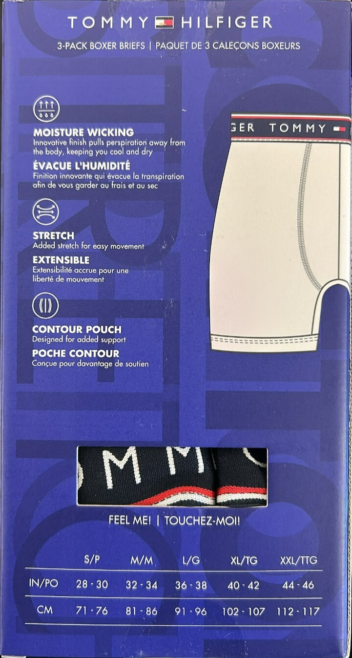 Tommy Hilfiger Mens Trunks Underwear Cotton Stretch Boxer Briefs Large 3 Pack