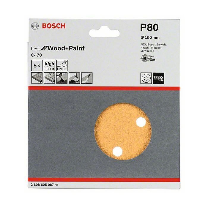 5x Bosch Sanding Discs Hook and Loop Backing Pad for Orbital Sander 150mm