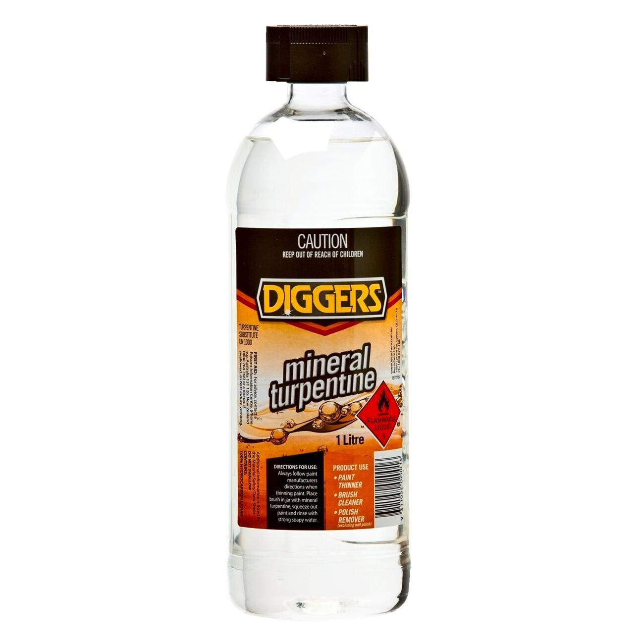 Diggers Mineral Turpentine 1L Wax Paint Polish Remover Clear Liquid Solvent