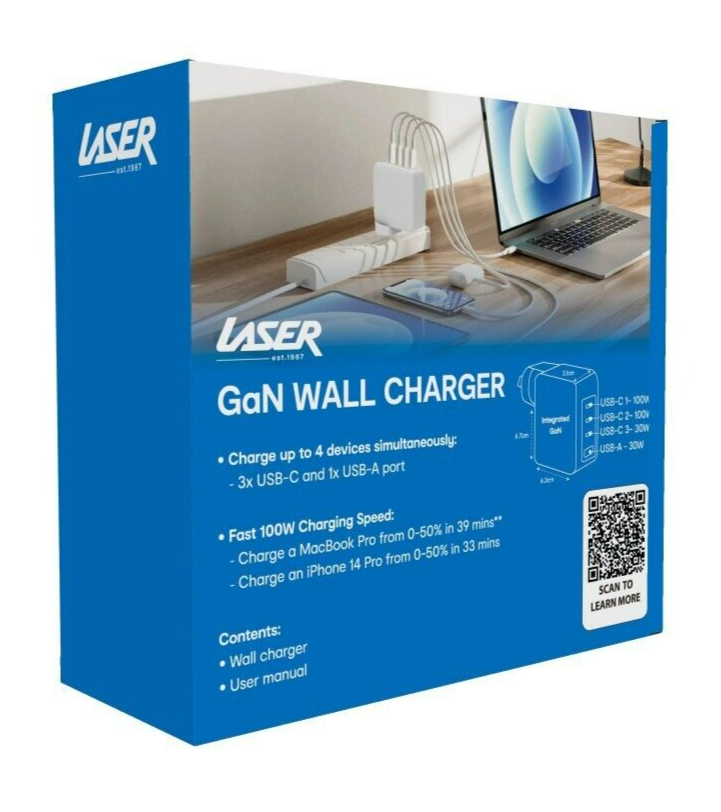 Laser 4-Port Fast Charger USB Adapter Charging for Universal Laptop iPhone 100W