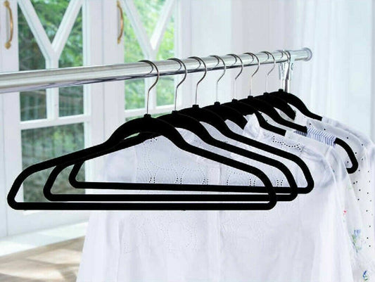 50 Coat Hangers Black Velvet Bulk Cloth Hanger Non Slip Ultra Thin
